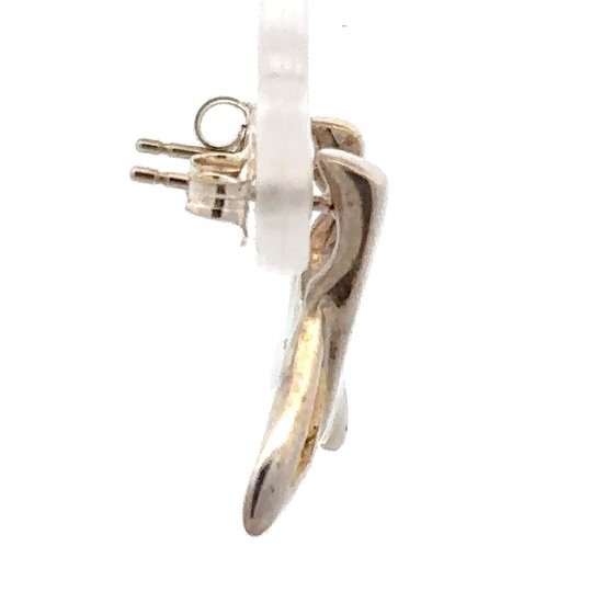 Sterling Silver & Gold Nugget Whale Tail Post Earrings 072849 - Image 2