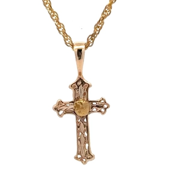 Gold Nugget Cross Pendant 073240