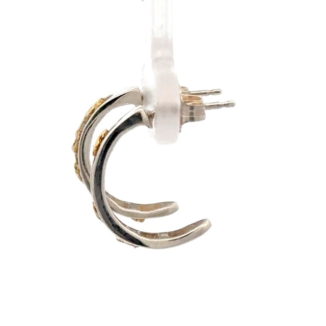 Sterling Silver & Gold Nugget Hoops 073559 - Image 2