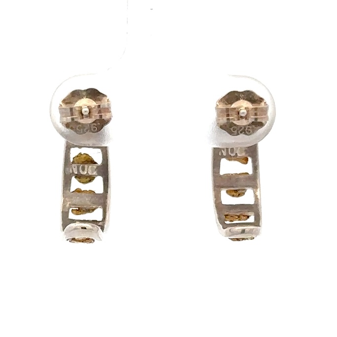 Sterling Silver & Gold Nugget Hoops 073559 - Image 3