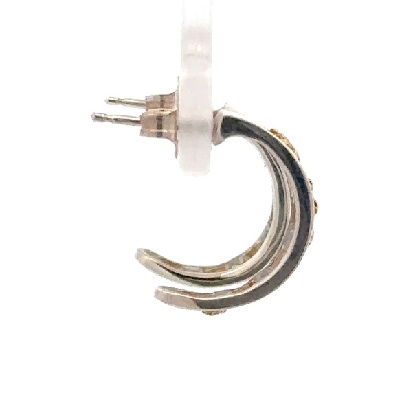 Sterling Silver & Gold Nugget Hoops 073559 - Image 4