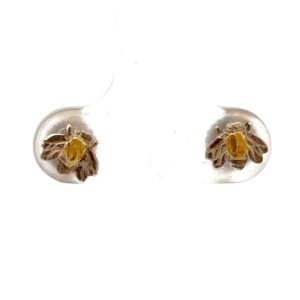 Sterling Silver & Gold Nugget Tiny Bee Earrings 073564