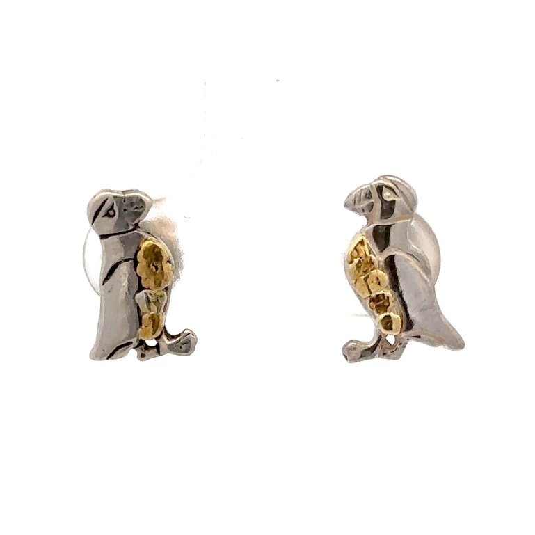 Sterling Silver & Gold Nugget Post Earrings 073873