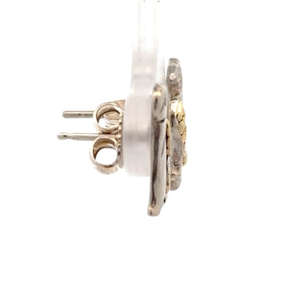 Sterling Silver & Gold Nugget Post Earrings 073873 - Image 4