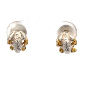 Sterling Silver & Gold Nugget Frog Earrings 073876