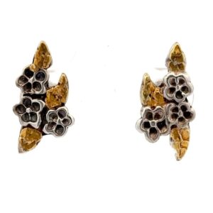 Sterling Silver & Gold Nugget Forget-Me-Not Earrings 073883