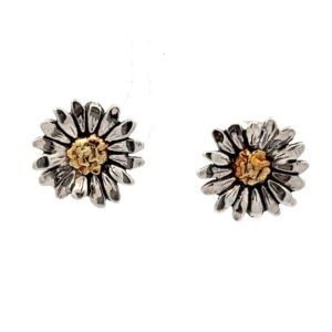 Sterling Silver & Gold Nugget Daisy Earrings 073886