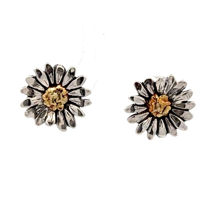 Sterling Silver & Gold Nugget Daisy Earrings 073886