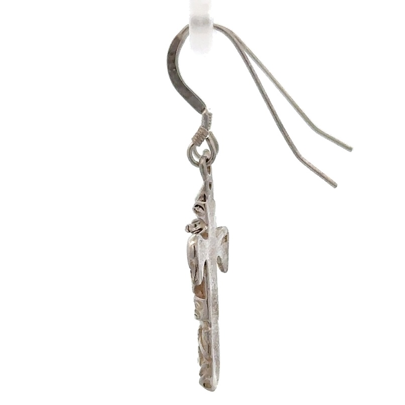 Sterling Silver & Gold Nugget Totem Pole Dangling Earrings 073895 - Image 2