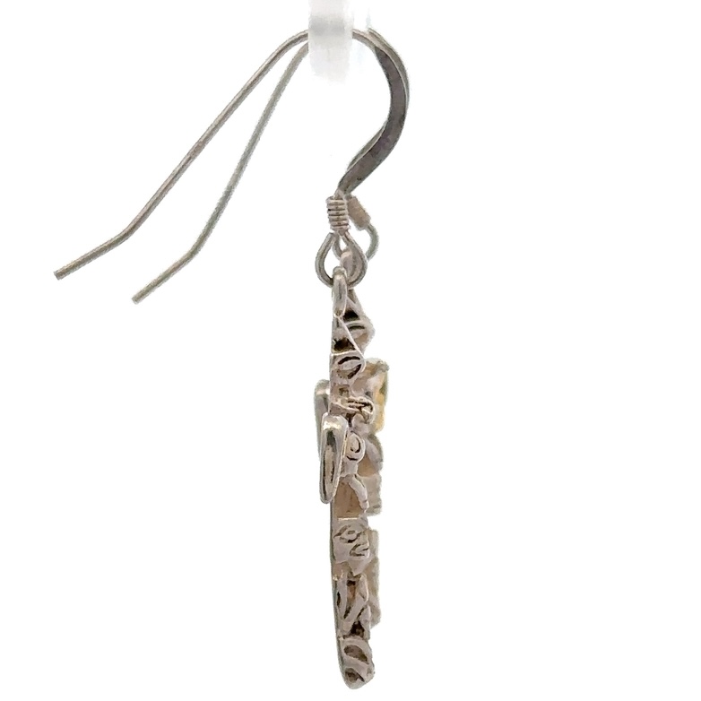 Sterling Silver & Gold Nugget Totem Pole Dangling Earrings 073895 - Image 4