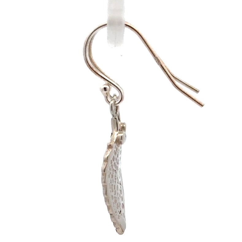 Sterling Silver & Diamond Feather Dangling Earrings 073899 - Image 4