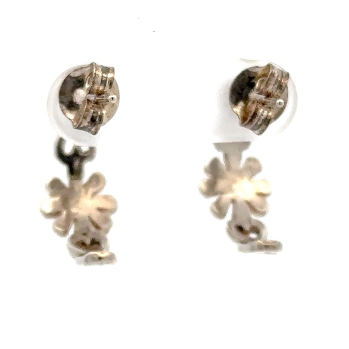 Sterling Silver & Gold Nugget Floral Hoop Earrings 075004 - Image 3