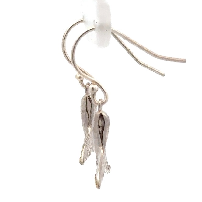 Sterling Silver & Gold Nugget Whale Tail Dangling Earrings 075018 - Image 2