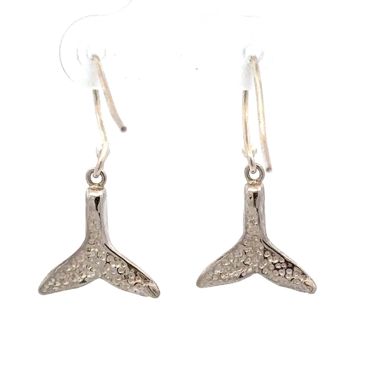 Sterling Silver & Gold Nugget Whale Tail Dangling Earrings 075018 - Image 3