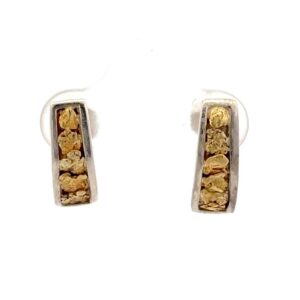 Sterling Silver & Gold Nugget Earrings 075723