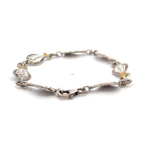 Sterling Silver & Gold Nugget Halibut Bracelet 075726
