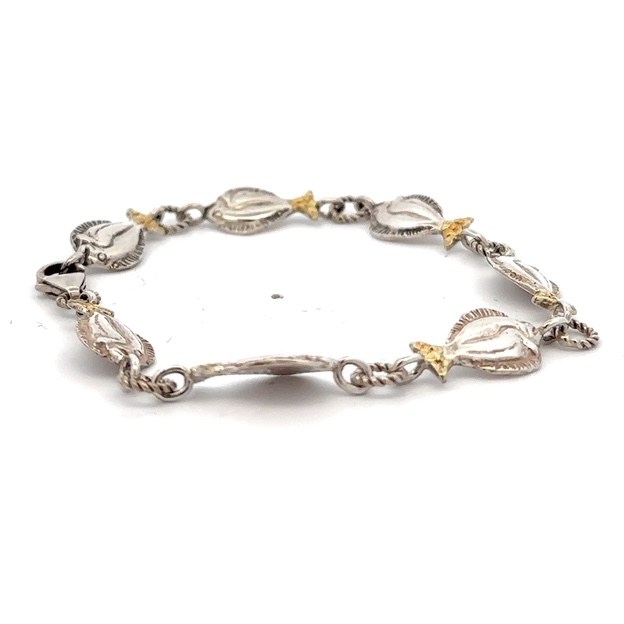 Sterling Silver & Gold Nugget Halibut Bracelet 075726 - Image 4