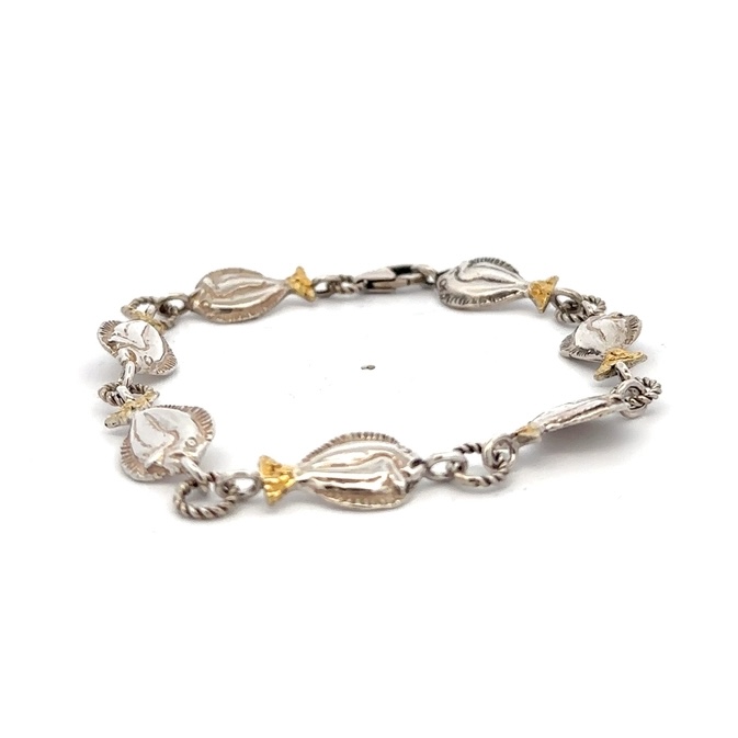 Sterling Silver & Gold Nugget Halibut Bracelet 075726 - Image 3