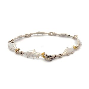 Sterling Silver & Gold Nugget Salmon Bracelet 075727