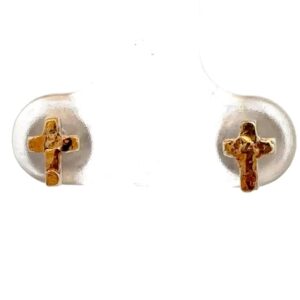 Sterling Silver & Gold Nugget Mini Cross Earrings EP031