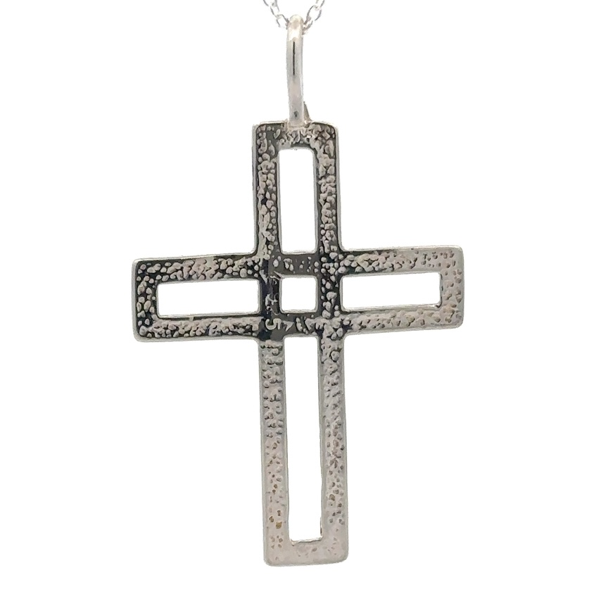 Sterling Silver & Gold Nugget Cross Pendant 075751 - Image 3