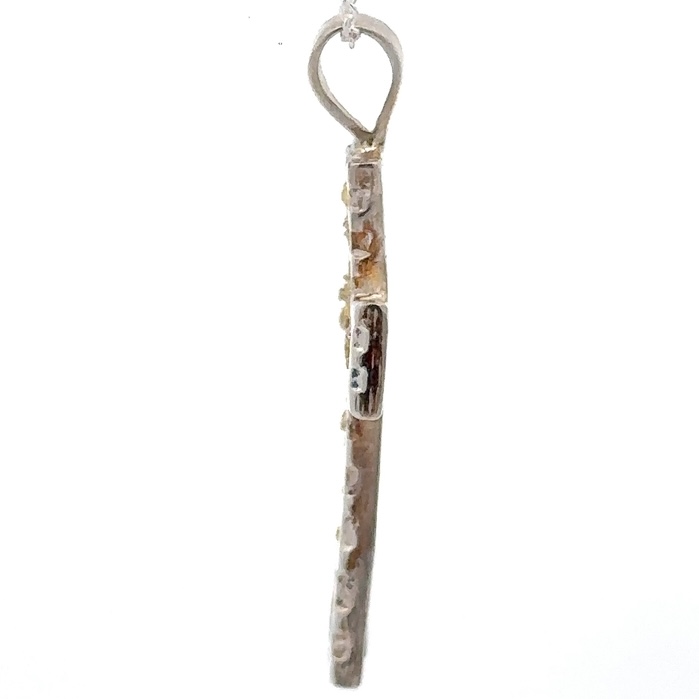 Sterling Silver & Gold Nugget Cross Pendant 076182 - Image 4