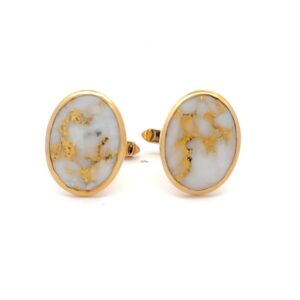 18k Oval Gold & Quartz Cufflinks 076263