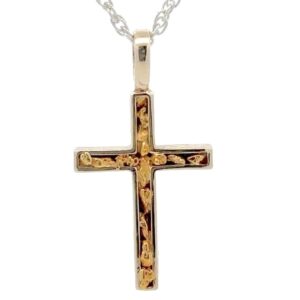 Gold Nugget & white Gold Cross Pendant 076441