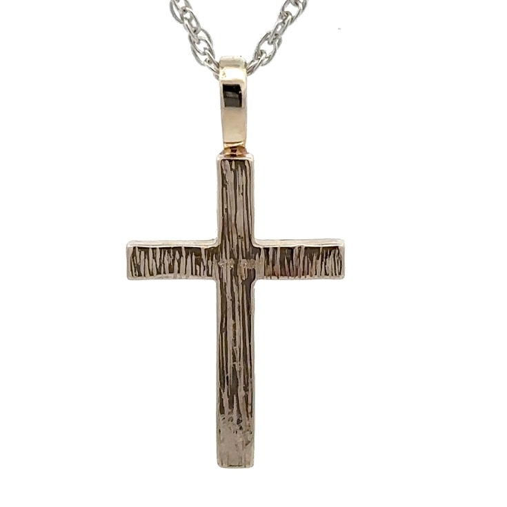 Gold Nugget & white Gold Cross Pendant 076441 - Image 3
