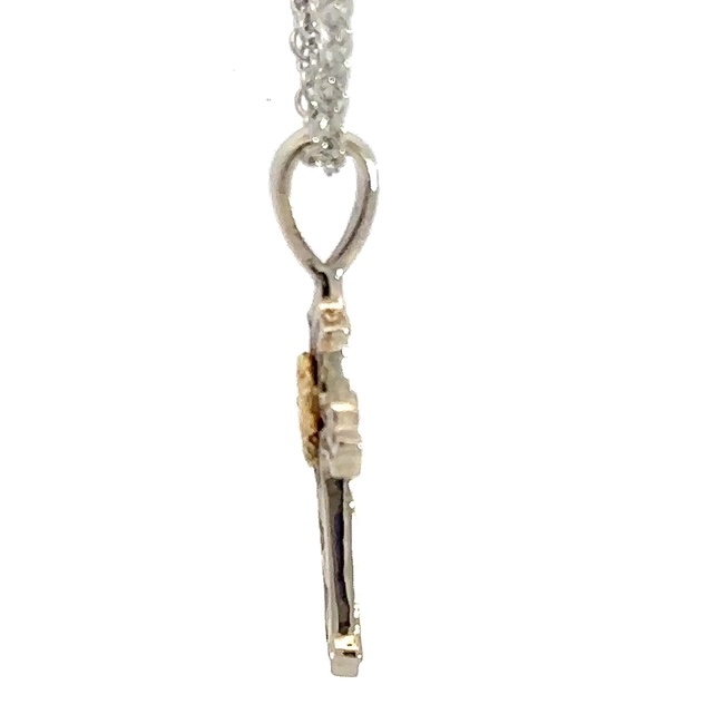 Gold Nugget & White Gold Cross Pendant 076446 - Image 4