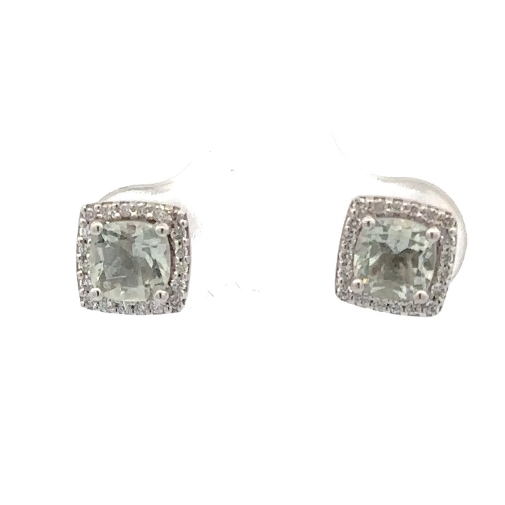 Estate 14K White Gold & Aquamarine Earrings 076580