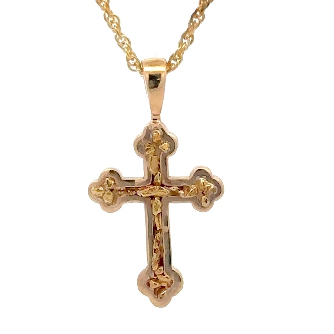 Gold Nugget Cross Pendant 076655