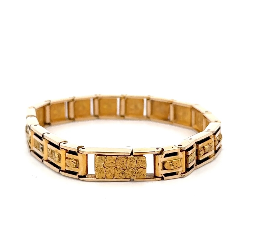 Estate Gold nugget Link Bracelet 076930