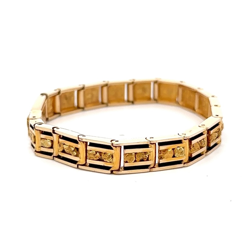 Estate Gold nugget Link Bracelet 076930 - Image 2