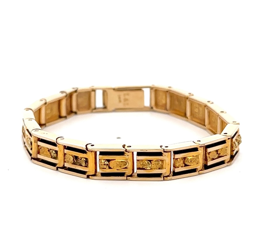 Estate Gold nugget Link Bracelet 076930 - Image 3