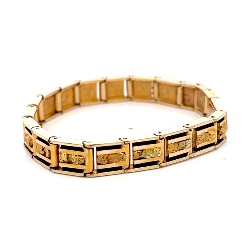 Estate Gold nugget Link Bracelet 076930 - Image 4