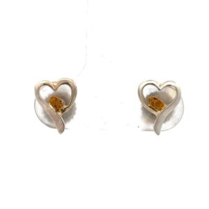 Sterling Silver & Gold Nugget Heart Earrings 076999