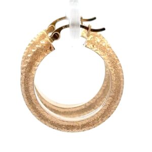 Estate 14K Frosted Gold Hoop Earrings 078014