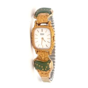 Seiko Womens Gold Nugget & Jade Alaska Flag Estate Watch