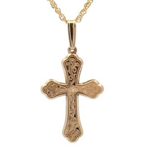 14K Hollow Cross Estate Pendant 078130