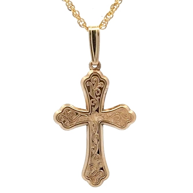 14K Hollow Cross Estate Pendant 078130