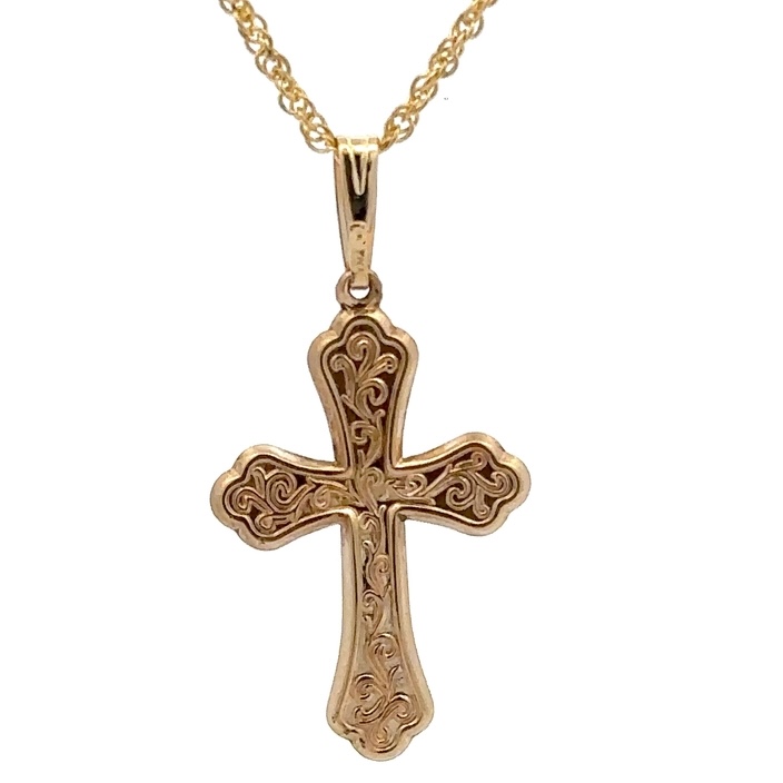 14K Hollow Cross Estate Pendant 078130 - Image 3