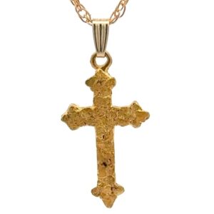 Gold Nugget Cross Estate Pendant 078147