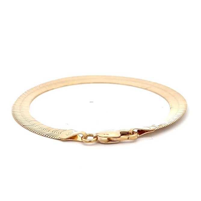 14K Herring Bone 7" Estate Bracelet 078149 - Image 3
