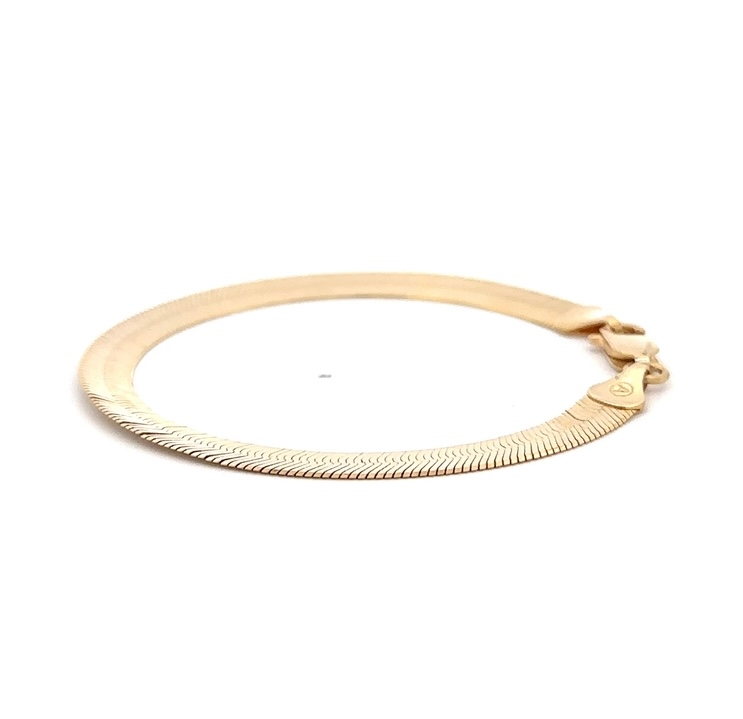 14K Herring Bone 7" Estate Bracelet 078149 - Image 2