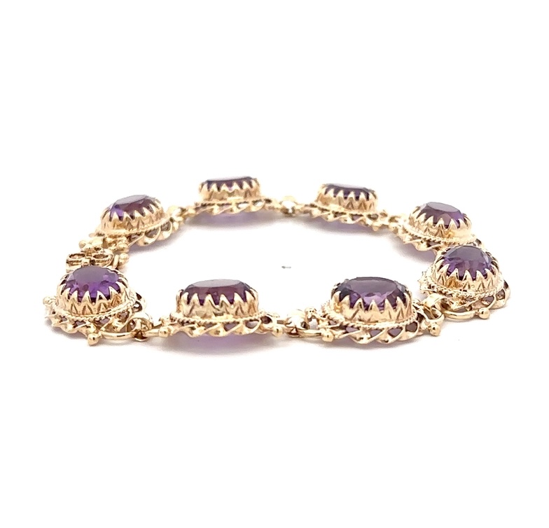 14k Amethyst 7.5" Estate Bracelet 078162 - Image 4