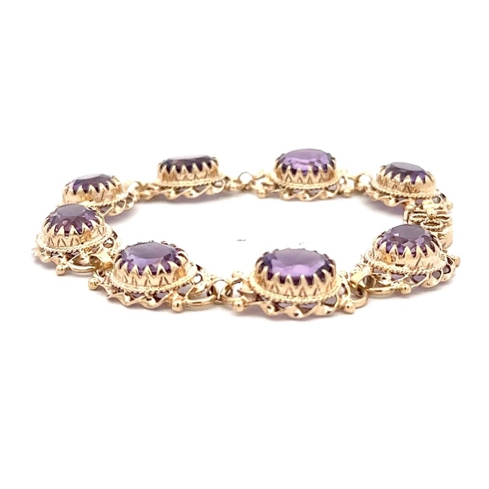 14k Amethyst 7.5" Estate Bracelet 078162 - Image 2