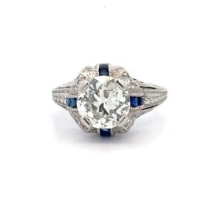 Lady's Estate Vintage Diamond & Sapphire Ring 078164