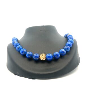 Estate Lapis Lazuli Beaded 14K Necklace 078170