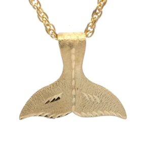 14K Gold Whale Tail Estate Pendant 078830